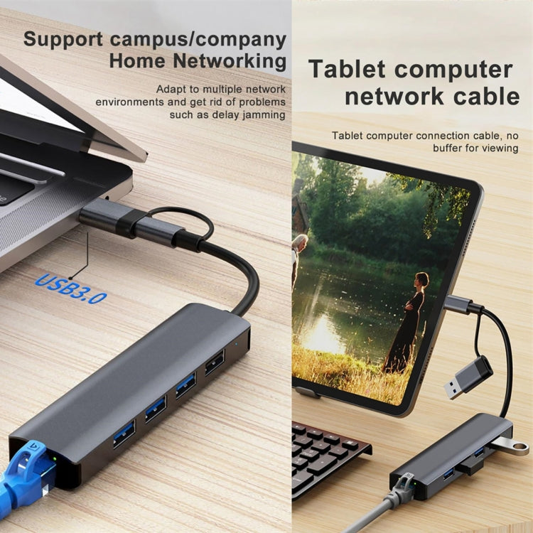 BYL-2208 5 in 2 USB + USB-C / Type-C to USB Multifunctional Docking Station HUB Adapter - USB HUB by PMC Jewellery | Online Shopping South Africa | PMC Jewellery | Buy Now Pay Later Mobicred