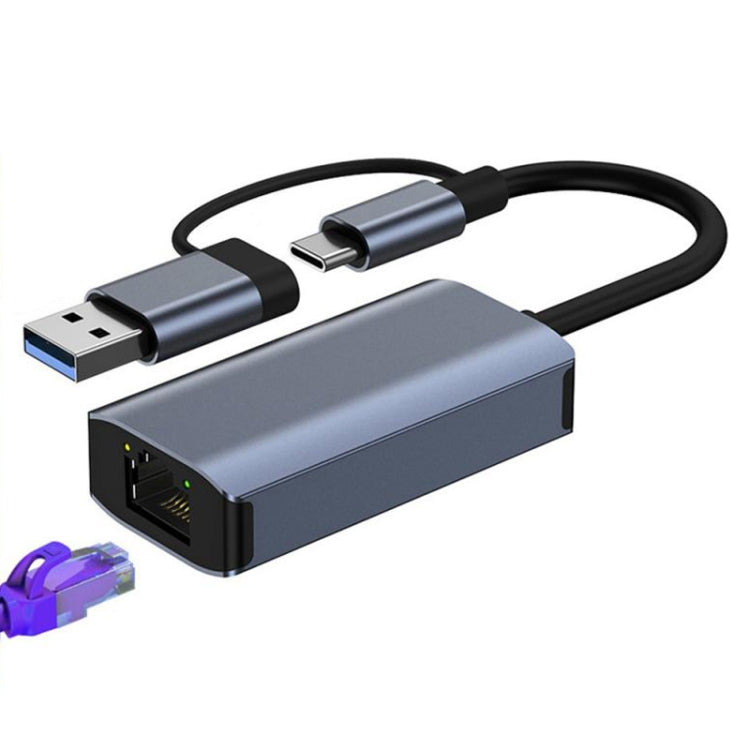 BYL-2207 2 in 1 USB + Type-C to RJ45 Docking Station HUB Adapter - Cable & Adapters by PMC Jewellery | Online Shopping South Africa | PMC Jewellery | Buy Now Pay Later Mobicred