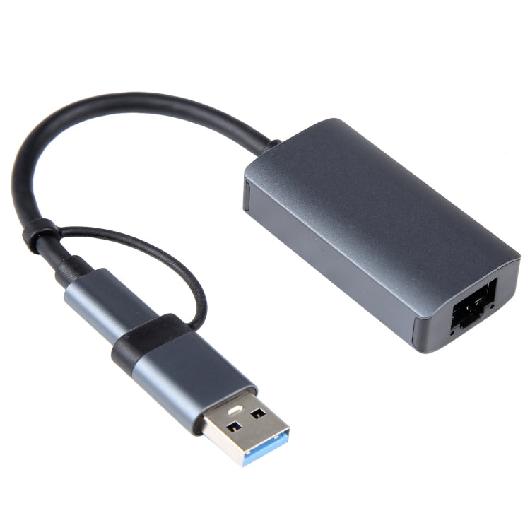 BYL-2207 2 in 1 USB + Type-C to RJ45 Docking Station HUB Adapter - Cable & Adapters by PMC Jewellery | Online Shopping South Africa | PMC Jewellery | Buy Now Pay Later Mobicred