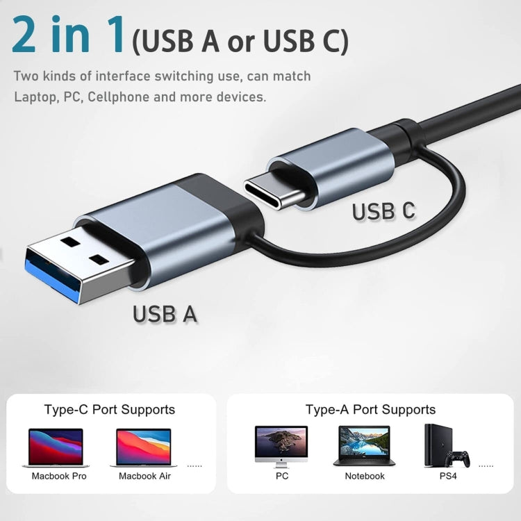 BYL-2207 2 in 1 USB + Type-C to RJ45 Docking Station HUB Adapter - Cable & Adapters by PMC Jewellery | Online Shopping South Africa | PMC Jewellery | Buy Now Pay Later Mobicred