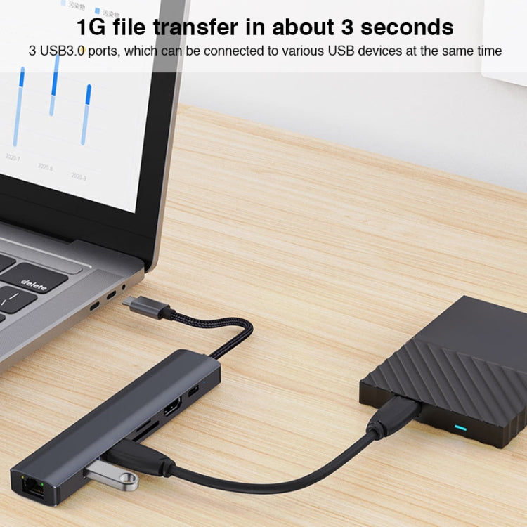 BYL-2303 7 in 1 USB-C / Type-C to USB Multifunctional Docking Station HUB Adapter - USB HUB by PMC Jewellery | Online Shopping South Africa | PMC Jewellery | Buy Now Pay Later Mobicred