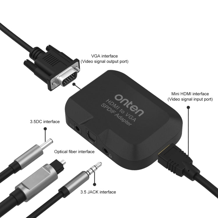 Onten 35165 HDMI to VGA + Optical Audio Converter for Speaker / TV / Computer - free shipping - PMC Jewellery - Order now!