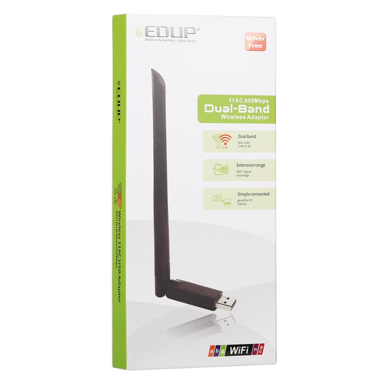 EDUP EP-AC1666 Dual Band 11AC 650Mbps High Speed Wireless USB Adapter WiFi Receiver, Driver Free - USB Network Adapter by EDUP | Online Shopping South Africa | PMC Jewellery | Buy Now Pay Later Mobicred