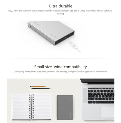 ORICO 2518S3 USB3.0 External Hard Disk Box Storage Case for 7mm & 9.5mm 2.5 inch SATA HDD / SSD (Grey) - HDD Enclosure by ORICO | Online Shopping South Africa | PMC Jewellery | Buy Now Pay Later Mobicred