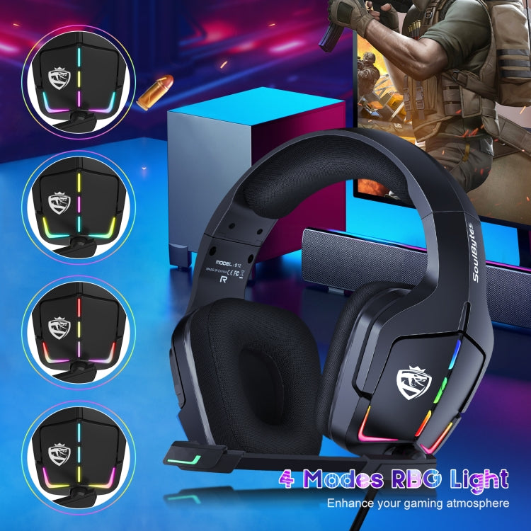 Soulbytes S12 USB + 3.5mm 4 Pin Adjustable RGB Light Gaming Headset with Mic (Black) - Multimedia Headset by Soulbytes | Online Shopping South Africa | PMC Jewellery | Buy Now Pay Later Mobicred