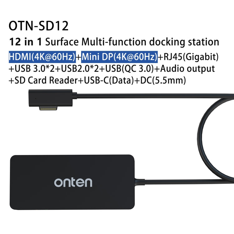 Onten SD12 For Microsoft Surface 12 in 1 Multi-function Docking Station - free shipping - PMC TechLife - Order now!