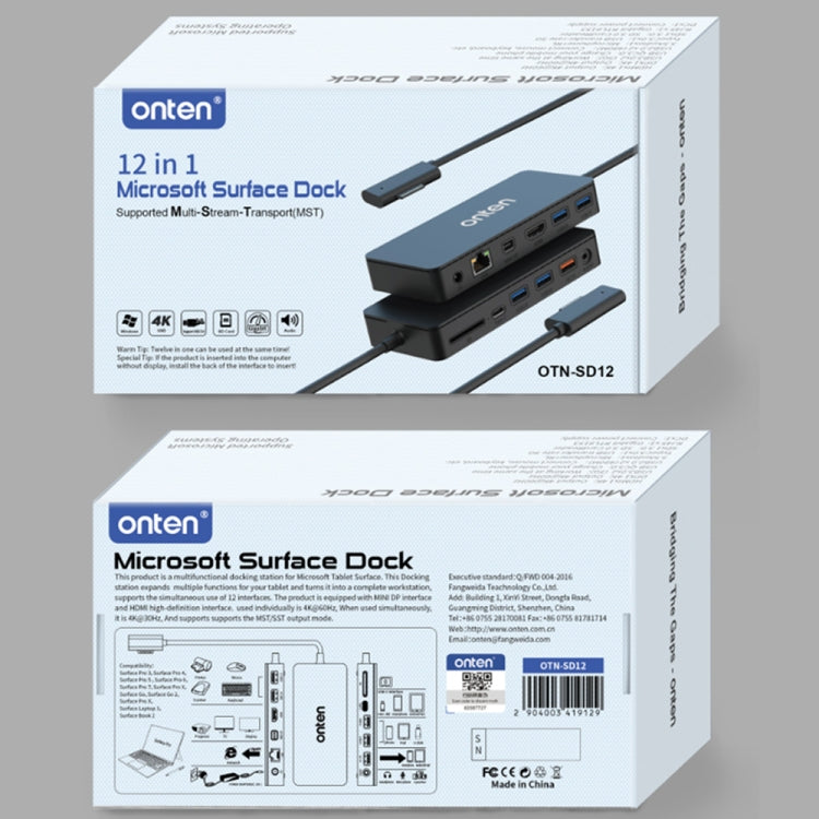 Onten SD12 For Microsoft Surface 12 in 1 Multi-function Docking Station - free shipping - PMC TechLife - Order now!