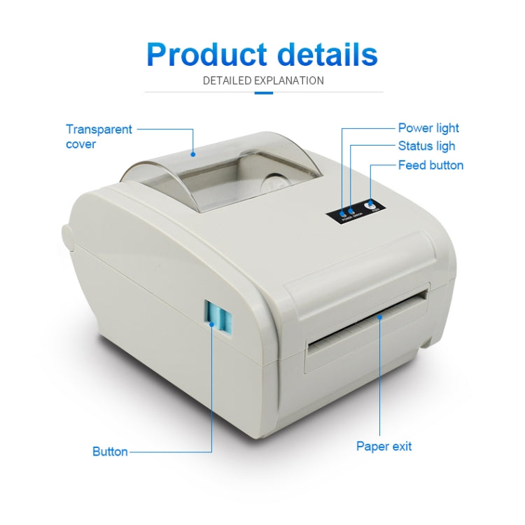 POS-9210 110mm USB +  Bluetooth POS Receipt Thermal Printer Express Delivery Barcode Label Printer, AU Plug(White) - Receipt Printers by PMC Jewellery | Online Shopping South Africa | PMC Jewellery | Buy Now Pay Later Mobicred