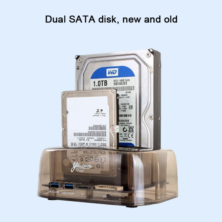 2.5 / 3.5 inch USB3.0 Dual SATA HDD Enclosure with HUB & OTB Function, The Maximum Support Capacity: 16TB - HDD Enclosure by PMC Jewellery | Online Shopping South Africa | PMC Jewellery | Buy Now Pay Later Mobicred
