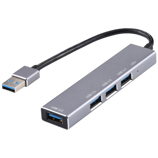 3019 4 x USB 3.0 to USB 3.0 Aluminum Alloy HUB Adapter with LED Indicator (Silver Grey) - USB 3.0 HUB by PMC Jewellery | Online Shopping South Africa | PMC Jewellery | Buy Now Pay Later Mobicred