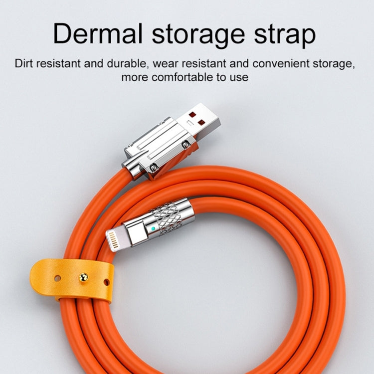 Mech Series 6A 120W USB to 8 Pin Metal Plug Silicone Fast Charging Data Cable, Length: 1.8m(Orange) - Normal Style Cable by PMC Jewellery | Online Shopping South Africa | PMC Jewellery | Buy Now Pay Later Mobicred