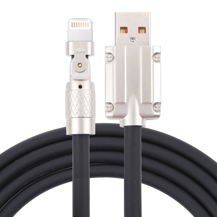 Mech Series 6A 120W USB to 8 Pin 180-degree Metal Plug Fast Charging Cable, Length: 1.8m(Black) - Normal Style Cable by PMC Jewellery | Online Shopping South Africa | PMC Jewellery | Buy Now Pay Later Mobicred