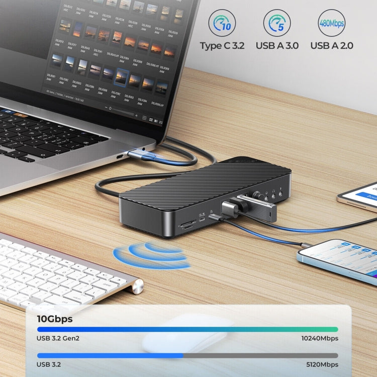 ORICO DKA20-BK-BP 10Gbps 20 in 1 Type-C 3.0 HUB Docking Station(EU Plug) - free shipping - PMC Jewellery - Order now!