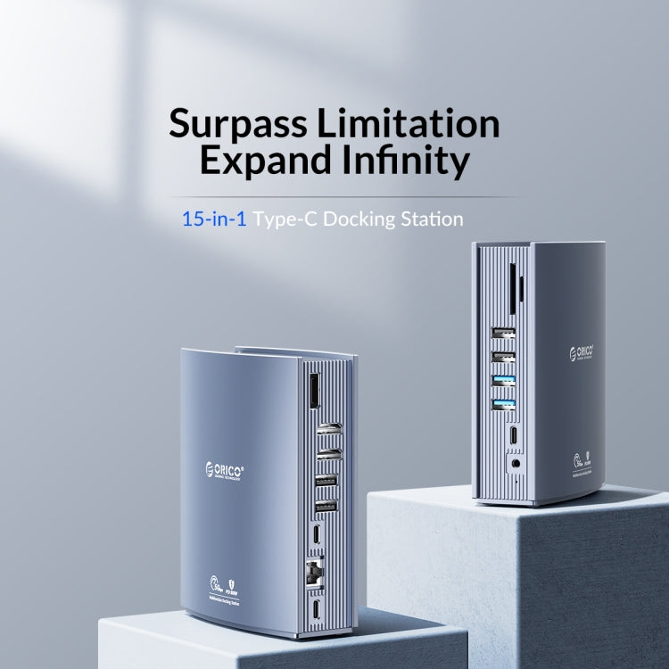 ORICO CDH-15N-GY-BP 15 in 1 Type-C HUB Docking Station - free shipping - PMc TechLife - Order now!