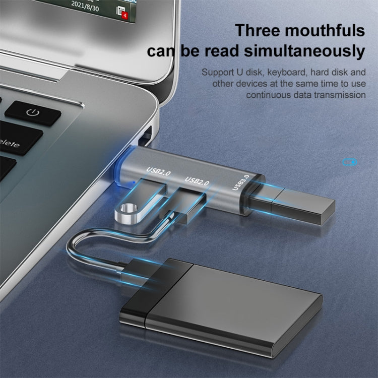 ADS-302C 3 In 1 Multi-function Type-C / USB-C HUB Docking Station (Silver) - USB HUB by PMC TechLife | Online Shopping South Africa | PMC TechLife | Buy Now Pay Later Mobicred