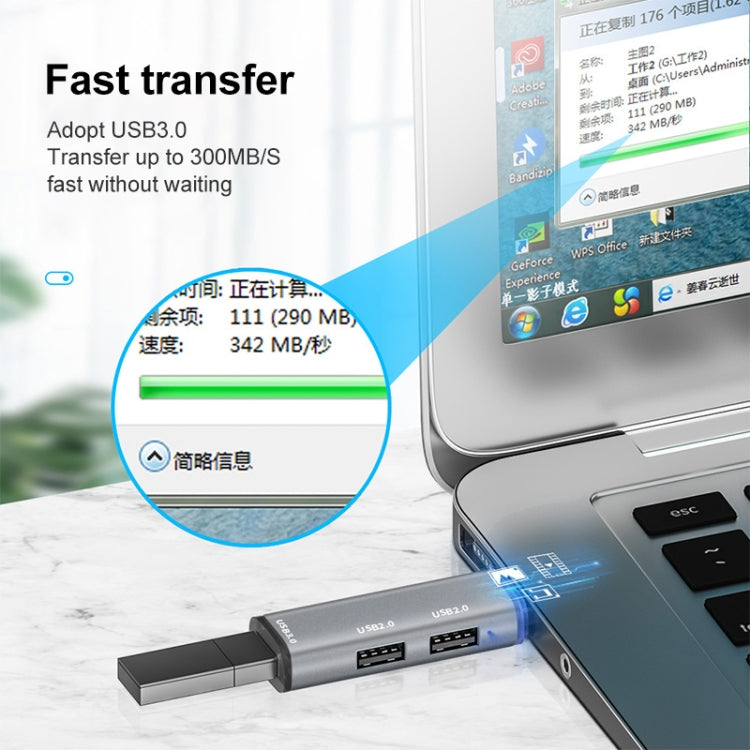 ADS-302C 3 In 1 Multi-function Type-C / USB-C HUB Docking Station (Silver) - USB HUB by PMC TechLife | Online Shopping South Africa | PMC TechLife | Buy Now Pay Later Mobicred
