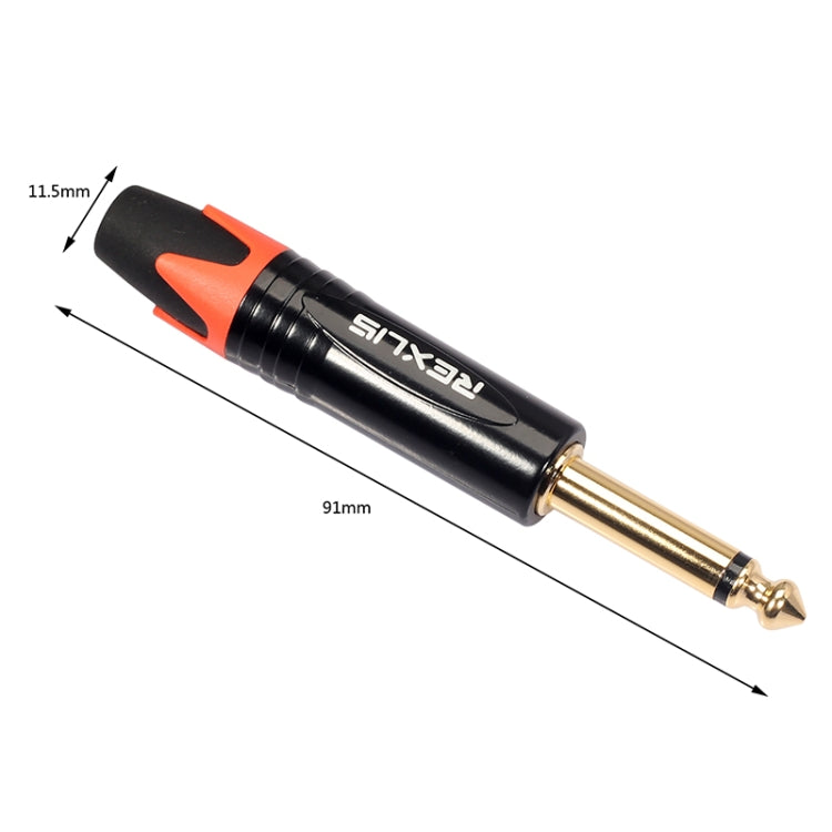 10 PCS TC202 6.35mm Gold-plated Mono Sound Welding Audio Adapter Plug(Orange) - Microphone Audio Cable & Connector by PMC Jewellery | Online Shopping South Africa | PMC Jewellery | Buy Now Pay Later Mobicred