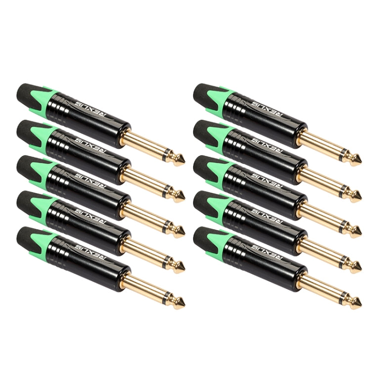 10 PCS TC202 6.35mm Gold-plated Mono Sound Welding Audio Adapter Plug(Green) - Microphone Audio Cable & Connector by PMC Jewellery | Online Shopping South Africa | PMC Jewellery | Buy Now Pay Later Mobicred