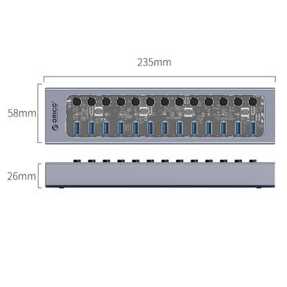 ORICO AT2U3-13AB-GY-BP 13 Ports USB 3.0 HUB with Individual Switches & Blue LED Indicator, UK Plug - USB 3.0 HUB by ORICO | Online Shopping South Africa | PMC Jewellery | Buy Now Pay Later Mobicred