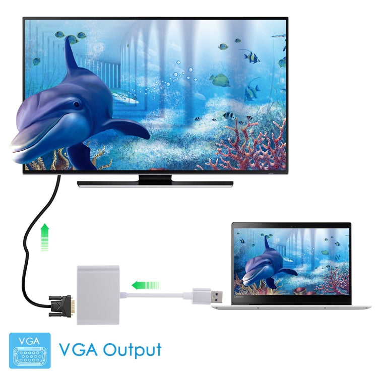 2 in 1 USB 3.0 to HDMI + VGA Adapter(Silver) - Cable & Adapters by PMC TechLife | Online Shopping South Africa | PMC TechLife | Buy Now Pay Later Mobicred