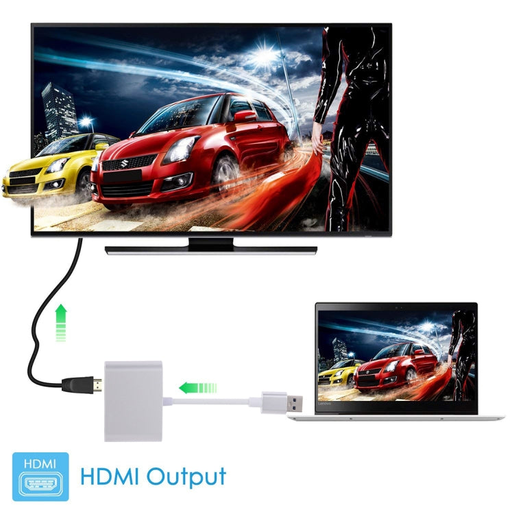 2 in 1 USB 3.0 to HDMI + VGA Adapter(Silver) - Cable & Adapters by PMC TechLife | Online Shopping South Africa | PMC TechLife | Buy Now Pay Later Mobicred