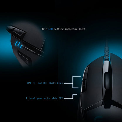 Logitech G402 USB Interface 8-keys 4000DPI Five-speed Adjustable High-speed Tracking Wired Optical Gaming Mouse, Length: 2m (Black) - Wired Mice by Logitech | Online Shopping South Africa | PMC Jewellery | Buy Now Pay Later Mobicred