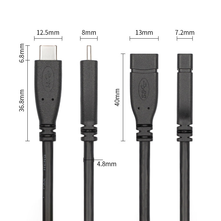 USB 3.1 Type-C / USB-C Male to Type-C / USB-C Female Gen2 Adapter Cable, Length: 50cm - Cable & Adapters by PMC TechLife | Online Shopping South Africa | PMC TechLife | Buy Now Pay Later Mobicred