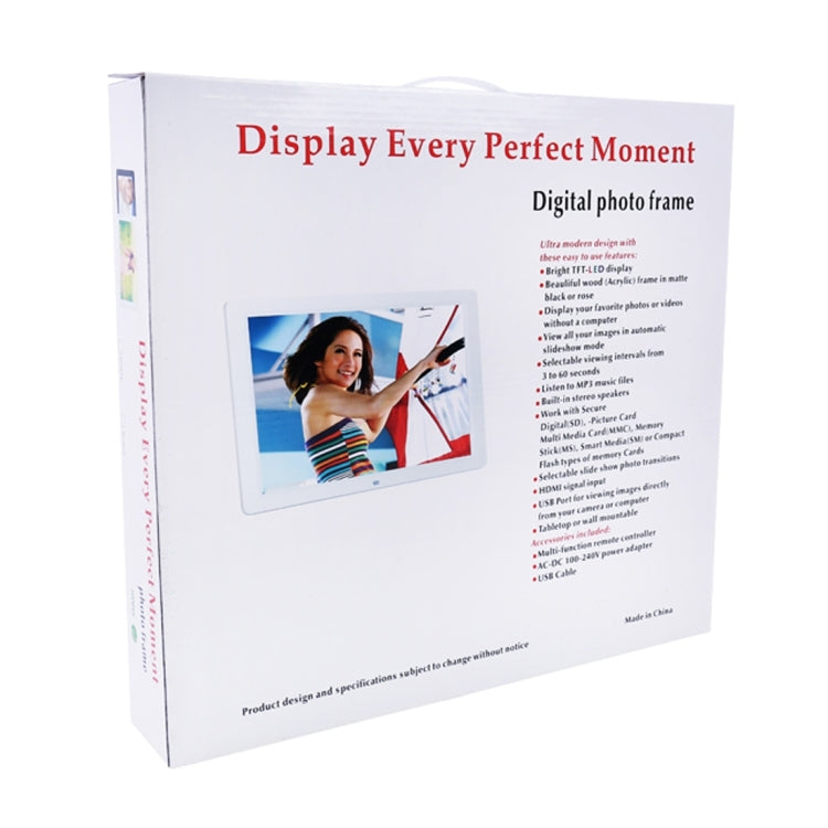 15.0 inch LED Display Digital Photo Frame with Holder / Remote Control, Allwinner, Support USB / SD Card Input / OTG(White) - 11-15 inch by PMC TechLife | Online Shopping South Africa | PMC TechLife | Buy Now Pay Later Mobicred