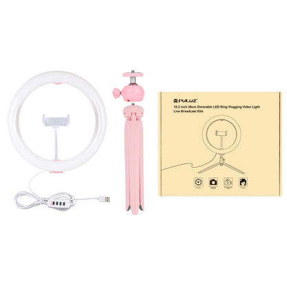 PULUZ 10.2 inch 26cm Light + Desktop Tripod Mount USB 3 Modes Dimmable Dual Color Temperature LED Curved Diffuse Light Ring Vlogging Selfie Photography Video Lights with Phone Clamp(Pink) - Ring Light by PULUZ | Online Shopping South Africa | PMC Jewellery | Buy Now Pay Later Mobicred