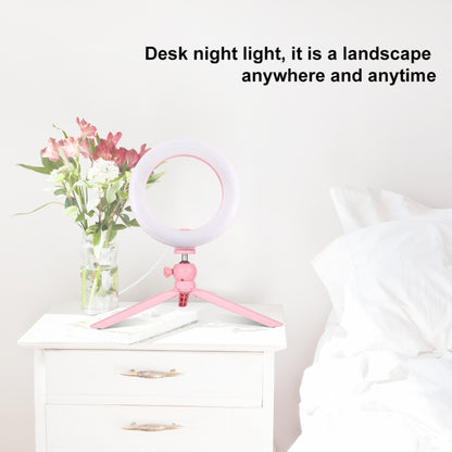 PULUZ 7.9 inch 20cm Light + Desktop Tripod Mount USB 3 Modes Dimmable Dual Color Temperature LED Curved Light Ring Vlogging Selfie Beauty Photography Video Lights with Phone Clamp(Pink) - Ring Light by PULUZ | Online Shopping South Africa | PMC Jewellery | Buy Now Pay Later Mobicred