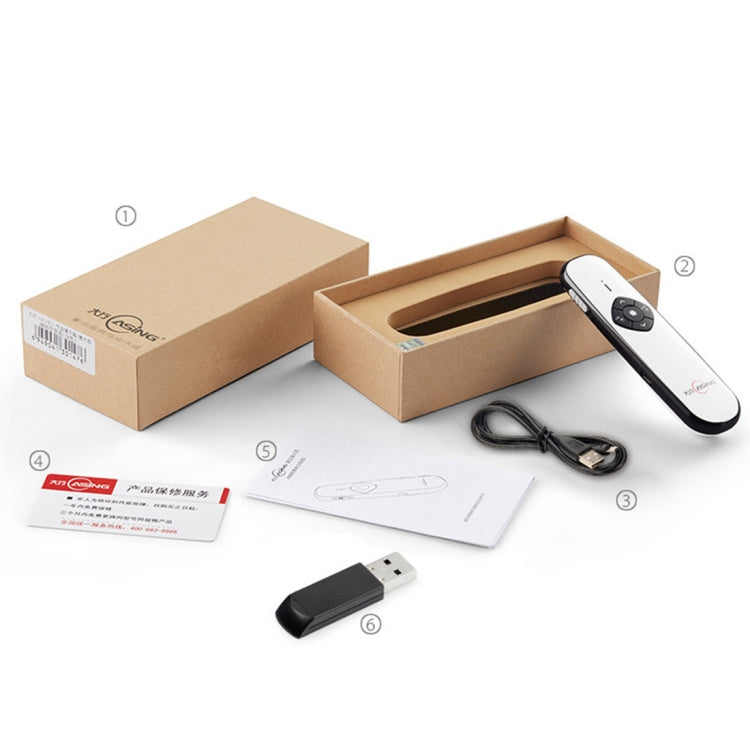 ASiNG A800 USB Charging 2.4GHz Wireless Presenter PowerPoint Clicker Representation Remote Control Pointer, Control Distance: 100m(White) - free shipping - PMC Jewellery - Order now!