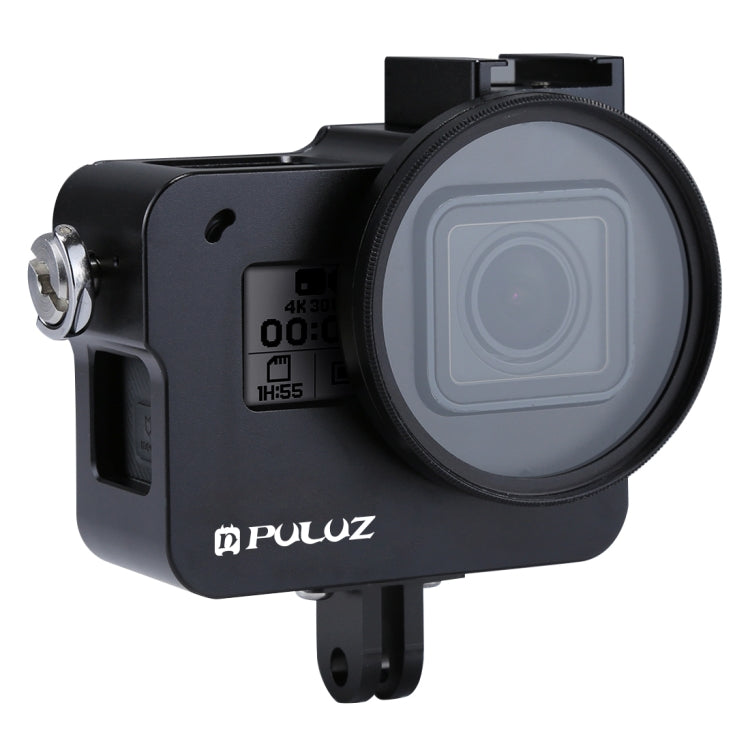 PULUZ Housing Shell CNC Aluminum Alloy Protective Cage with Insurance Frame & 52mm UV Lens for GoPro HERO(2018) /7 Black /6 /5(Black) - Metal Cases by PULUZ | Online Shopping South Africa | PMC Jewellery | Buy Now Pay Later Mobicred