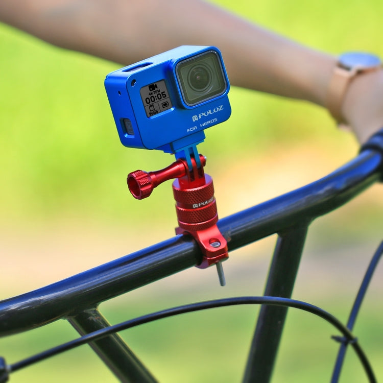 PULUZ 360 Degree Rotation Bike Aluminum Handlebar Adapter Mount with Screw for GoPro Hero12 Black / Hero11 /10 /9 /8 /7 /6 /5, Insta360 Ace / Ace Pro, DJI Osmo Action 4 and Other Action Cameras(Red) - Bicycle Handlebar Mount by PULUZ | Online Shopping South Africa | PMC Jewellery