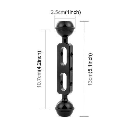 PULUZ 5.1 inch 13cm Aluminum Alloy Dual Balls Arm, Ball Diameter: 25mm(Black) - Diving Accessories by PULUZ | Online Shopping South Africa | PMC Jewellery