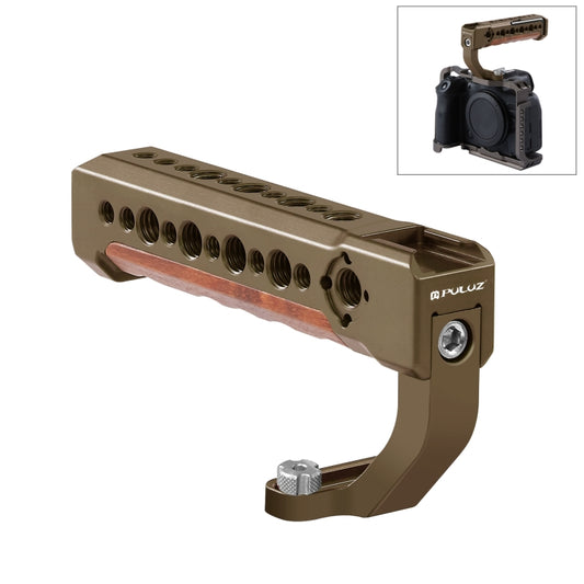 PULUZ Camera Wooden Top Handle with Cold Shoe Mount for Mirrorless Camera Cage Stabilizer(Bronze) - Camera Stabilizer by PULUZ | Online Shopping South Africa | PMC Jewellery | Buy Now Pay Later Mobicred