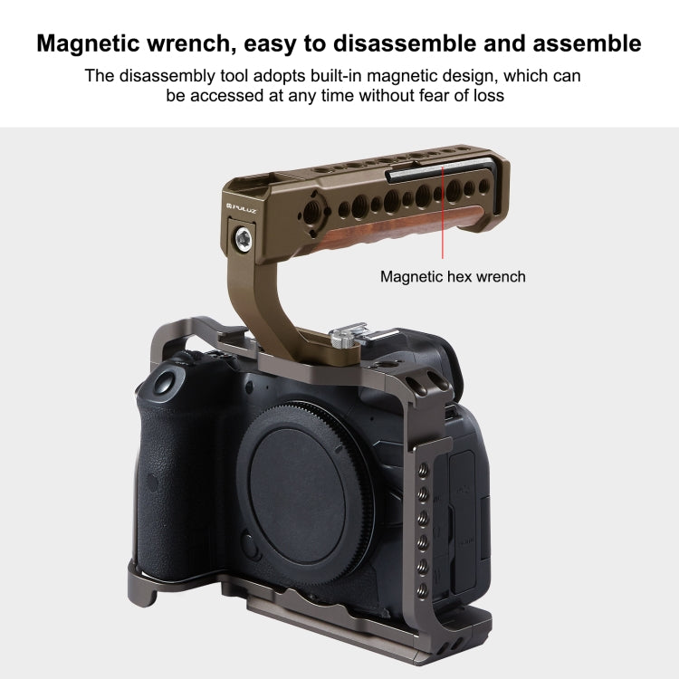 PULUZ Camera Wooden Top Handle with Cold Shoe Mount for Mirrorless Camera Cage Stabilizer(Bronze) - free shipping - PMC TechLife - Order now!