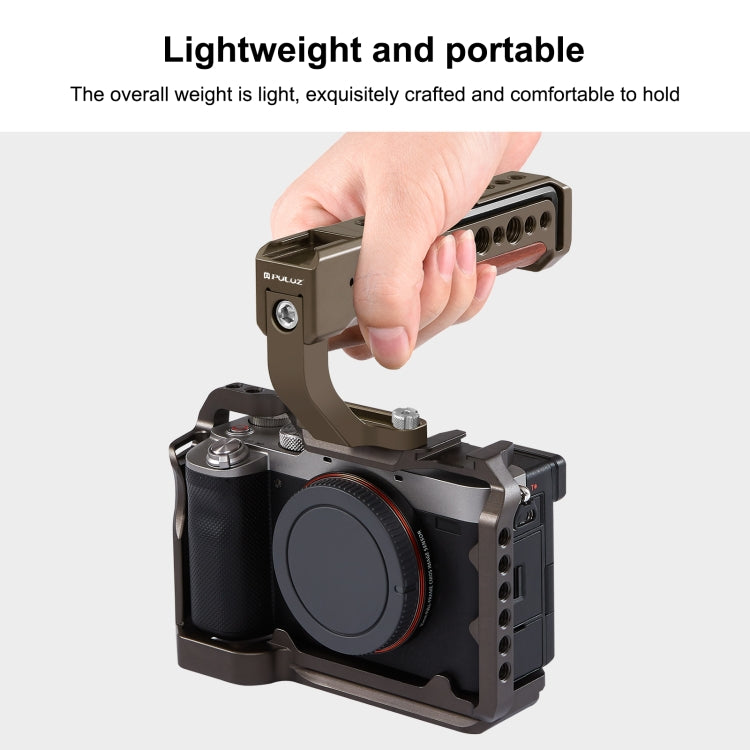 PULUZ Camera Wooden Top Handle with Cold Shoe Mount for Mirrorless Camera Cage Stabilizer(Bronze) - free shipping - PMC TechLife - Order now!