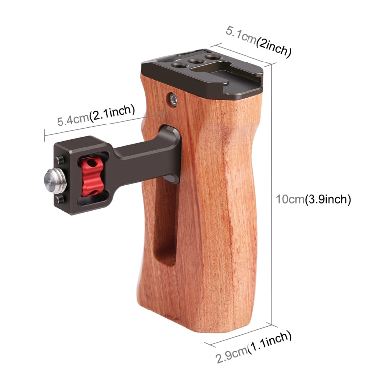 PULUZ 3/8 inch Screw Universal Camera Wooden Side Handle with Cold Shoe Mount for Camera Cage Stabilizer(Bronze) - free shipping - PMC TechLife - Order now!