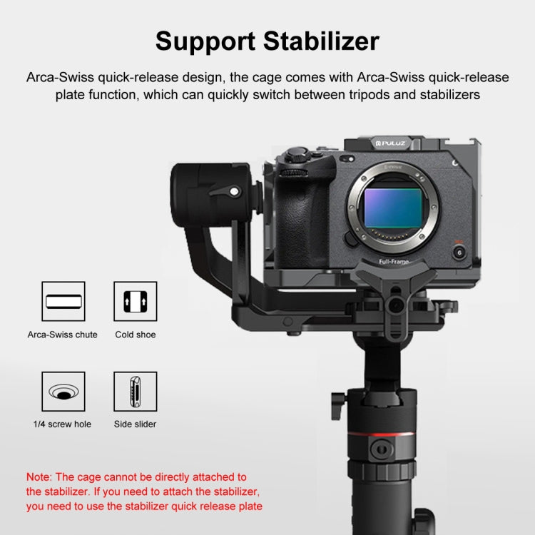 For Sony ILME-FX30 / FX3 PULUZ Metal Camera Cage Stabilizer Rig with NOTA Slider(Black) - free shipping - PMC TechLife - Order now!
