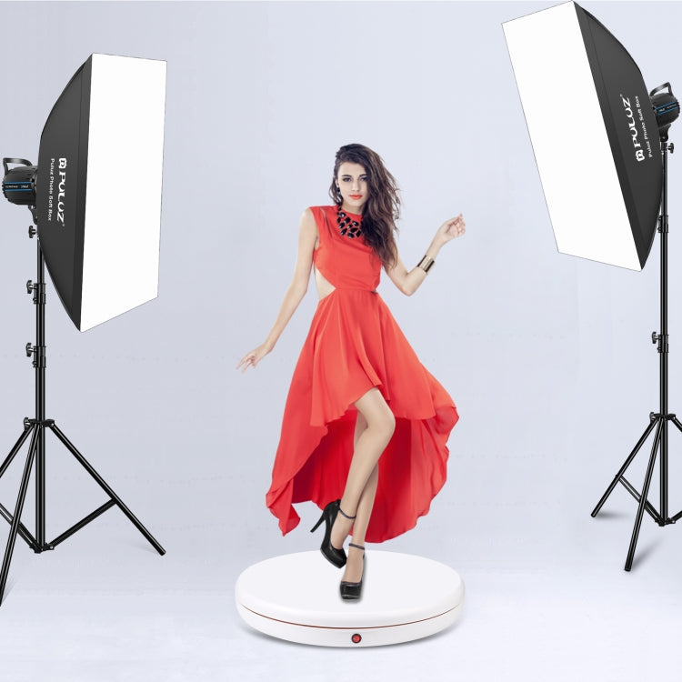 PULUZ 45cm Remote Control Adjusting Speed Rotating Turntable Display Stand, White, Load 100kg(EU Plug) - free shipping - PMC TechLife - Order now!
