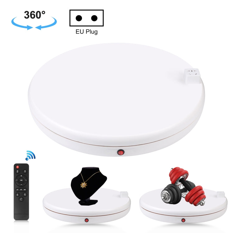 PULUZ 45cm Remote Control Adjusting Speed Rotating Turntable Display Stand with Power Socket, White, Load 100kg(EU Plug) - free shipping - PMC TechLife - Order now!