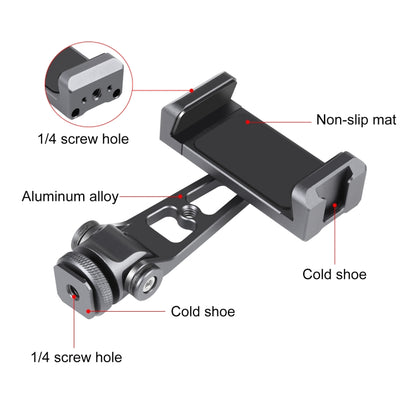 PULUZ Z-axis 360 Rotation Cold Shoes Aluminum Alloy Phone Clamp Holder Bracket (Black) - Desktop Holder by PULUZ | Online Shopping South Africa | PMC Jewellery | Buy Now Pay Later Mobicred