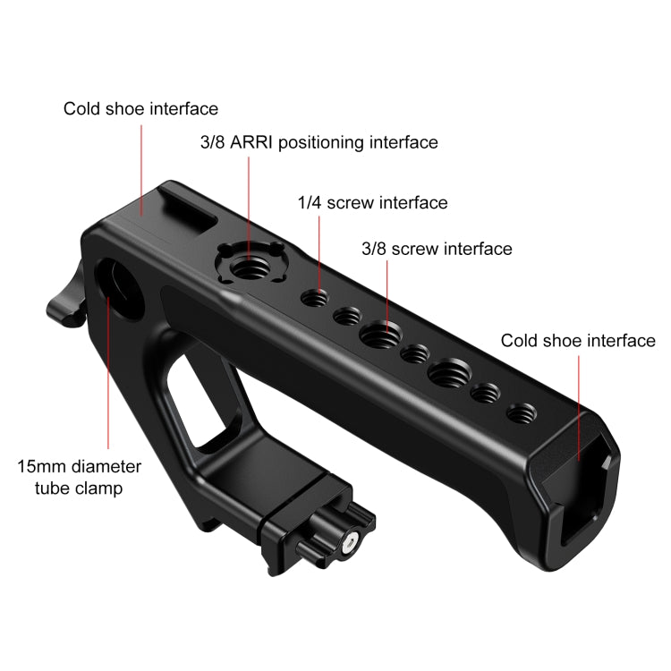 PULUZ Double-thread Metal Quick Release Top Handle with Cold Shoe for Camera Cage Stabilizer (Black) - free shipping - PMC TechLife - Order now!
