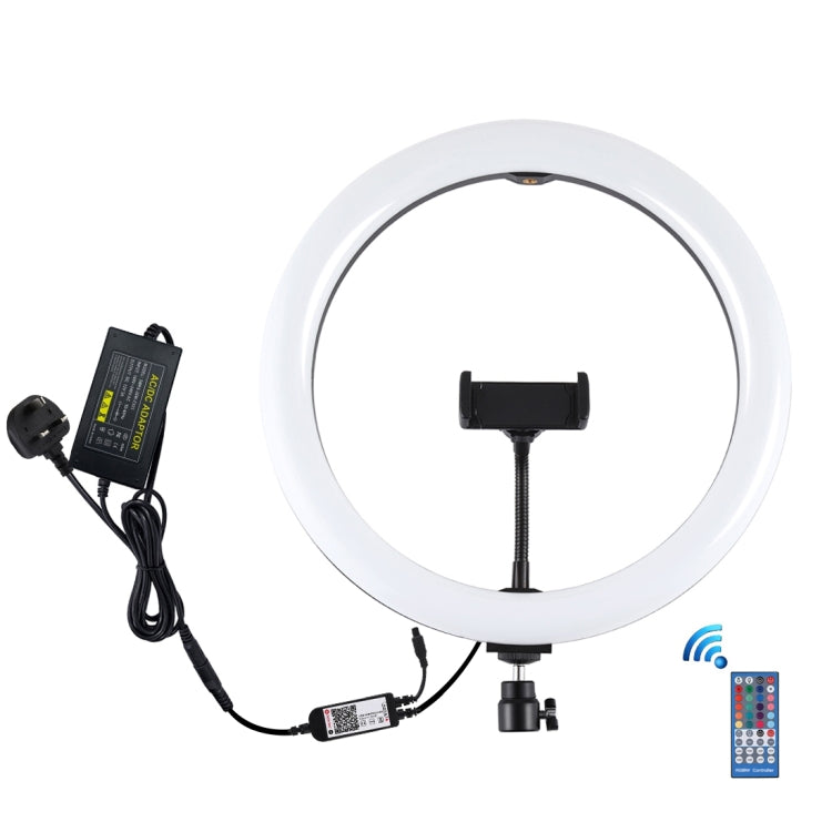 PULUZ 11.8 inch 30cm RGB Dimmable LED Ring Vlogging Selfie Photography Video Lights with Cold Shoe Tripod Ball Head & Phone Clamp (Black)(UK Plug) - Ring Light by PULUZ | Online Shopping South Africa | PMC Jewellery | Buy Now Pay Later Mobicred