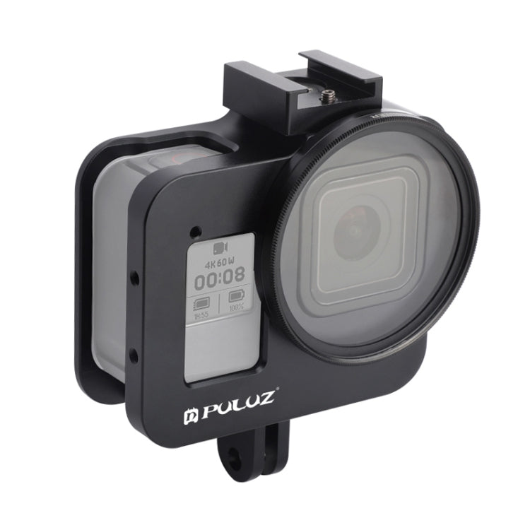 PULUZ Housing Shell CNC Aluminum Alloy Protective Cage with 52mm UV Lens for GoPro HERO8 Black(Black) - Metal Cases by PULUZ | Online Shopping South Africa | PMC Jewellery | Buy Now Pay Later Mobicred