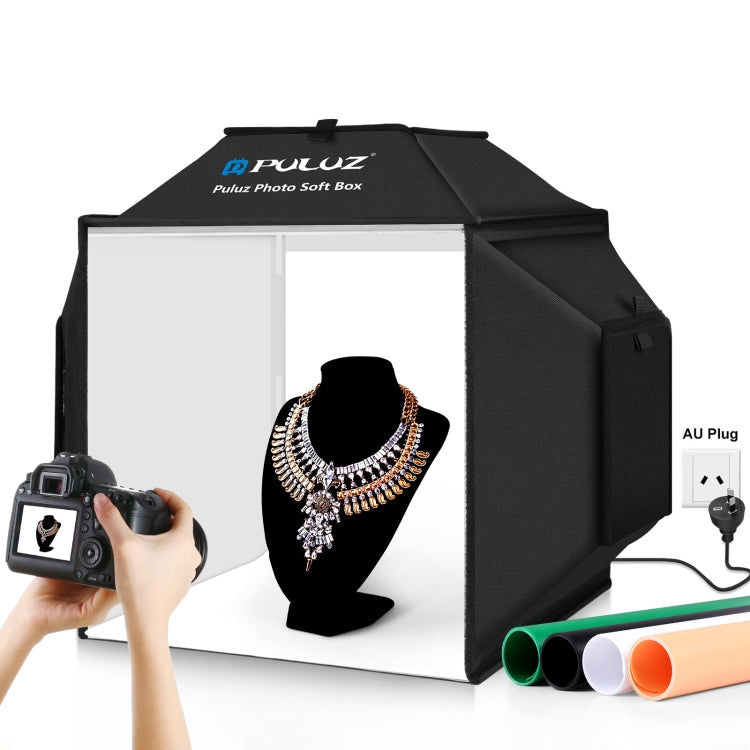 PULUZ 40cm Folding 72W 5500K Studio Shooting Tent Soft Box Photography Lighting Kit with 4 Colors (Black, Orange, White, Green) Backdrops(AU Plug) -  by PULUZ | Online Shopping South Africa | PMC Jewellery