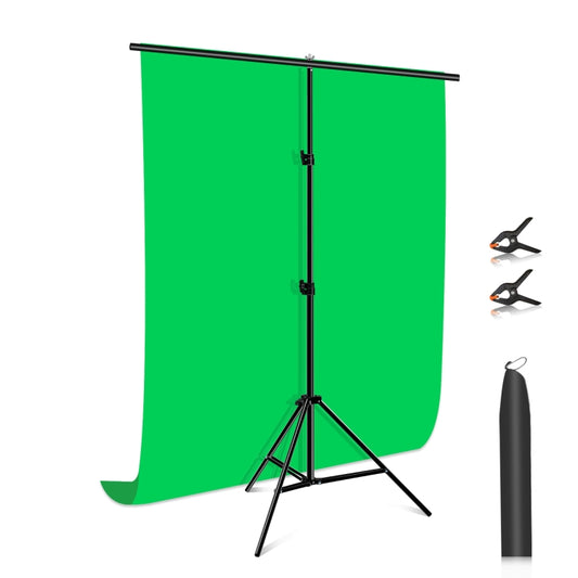 PULUZ 1x2m T-Shape Photo Studio Background Support Stand Backdrop Crossbar Bracket Kit with Clips(Green) - Other by PULUZ | Online Shopping South Africa | PMC Jewellery | Buy Now Pay Later Mobicred