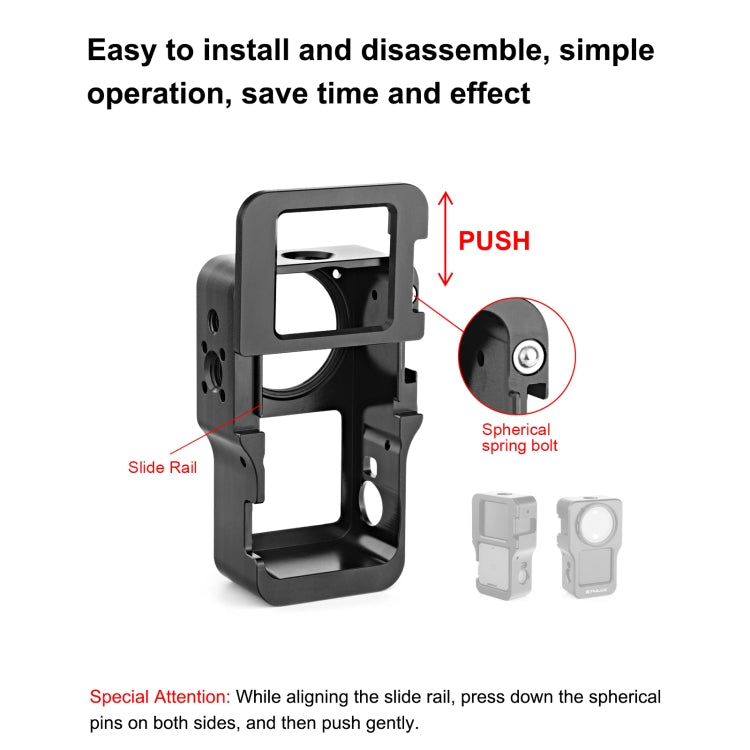 PULUZ CNC Aluminum Alloy Cage for DJI Action 2(Black) - free shipping - PMC TechLife - Order now!