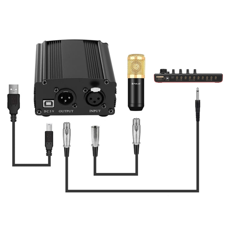 PULUZ Phantom Power OTG Lossless Live Sound Card Recording Sound Mixer, English Version(Black) - Live Sound Effects Processors by PULUZ | Online Shopping South Africa | PMC Jewellery | Buy Now Pay Later Mobicred