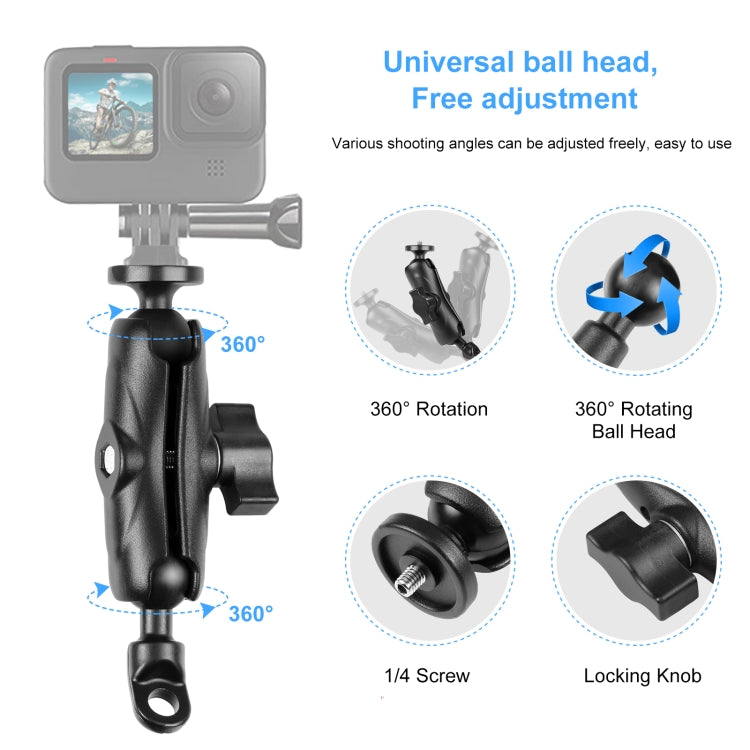 PULUZ Motorcycle Holder Mirror Base Hole Fixed Mount for GoPro and Other Action Cameras(Black) - Bicycle Handlebar Mount by PULUZ | Online Shopping South Africa | PMC Jewellery | Buy Now Pay Later Mobicred